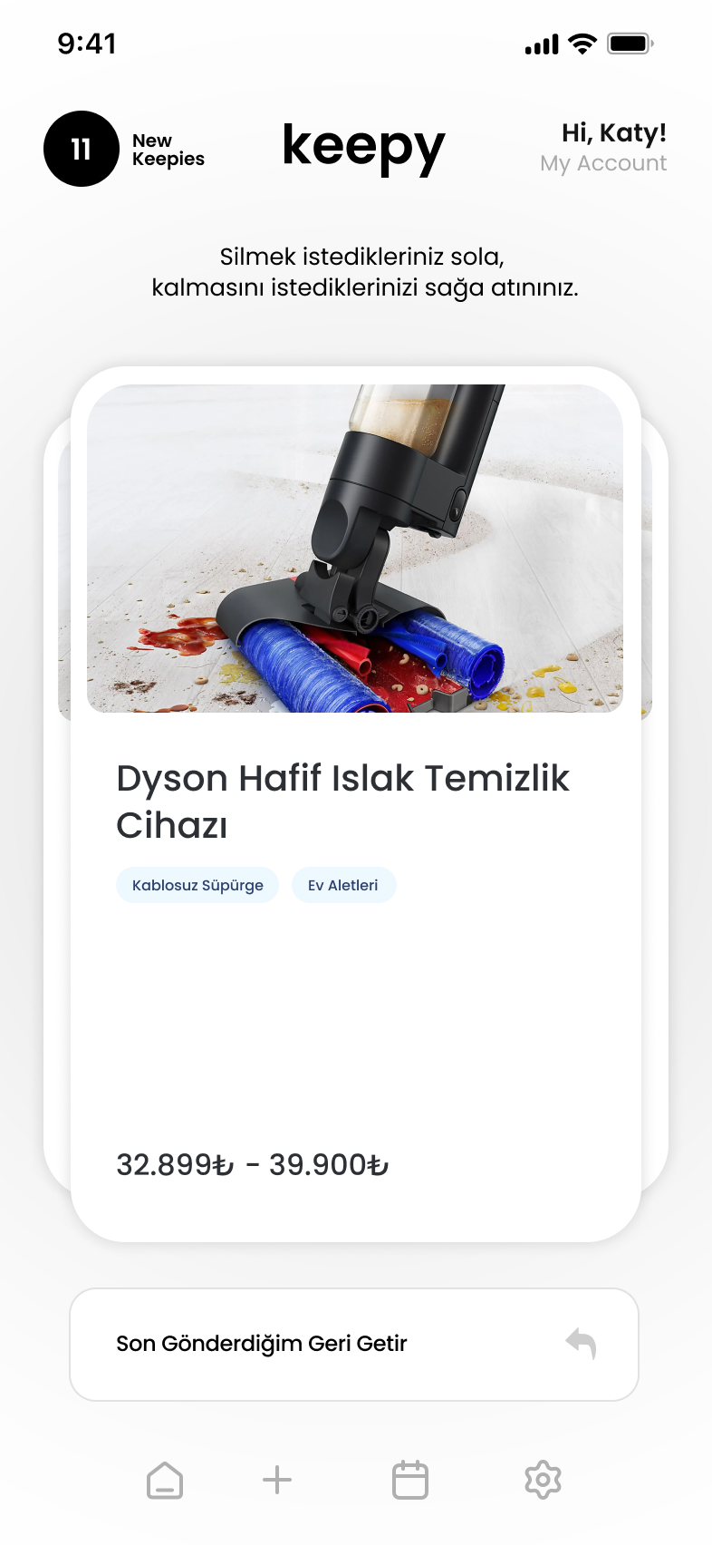 Keepy temizleme ekranı